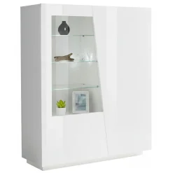 Vetrina Bianco 7 Ripiani 2 Ante 120x43x146h cm, 9 Vani - Montano