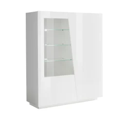 Vetrina Bianco 7 Ripiani 2 Ante 120x43x146h cm, 9 Vani - Montano