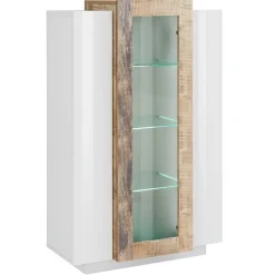 Vetrine > Dmora Vetrina 7 Ripiani 3 Ante 80x38x121h cm, 10 Vani Made in Italy - Ablaze Bianco