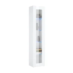 Vetrine > Dmora Vetrina 4 Ripiani Un'anta 40x30x180h cm, 5 Vani - Arnika Bianco