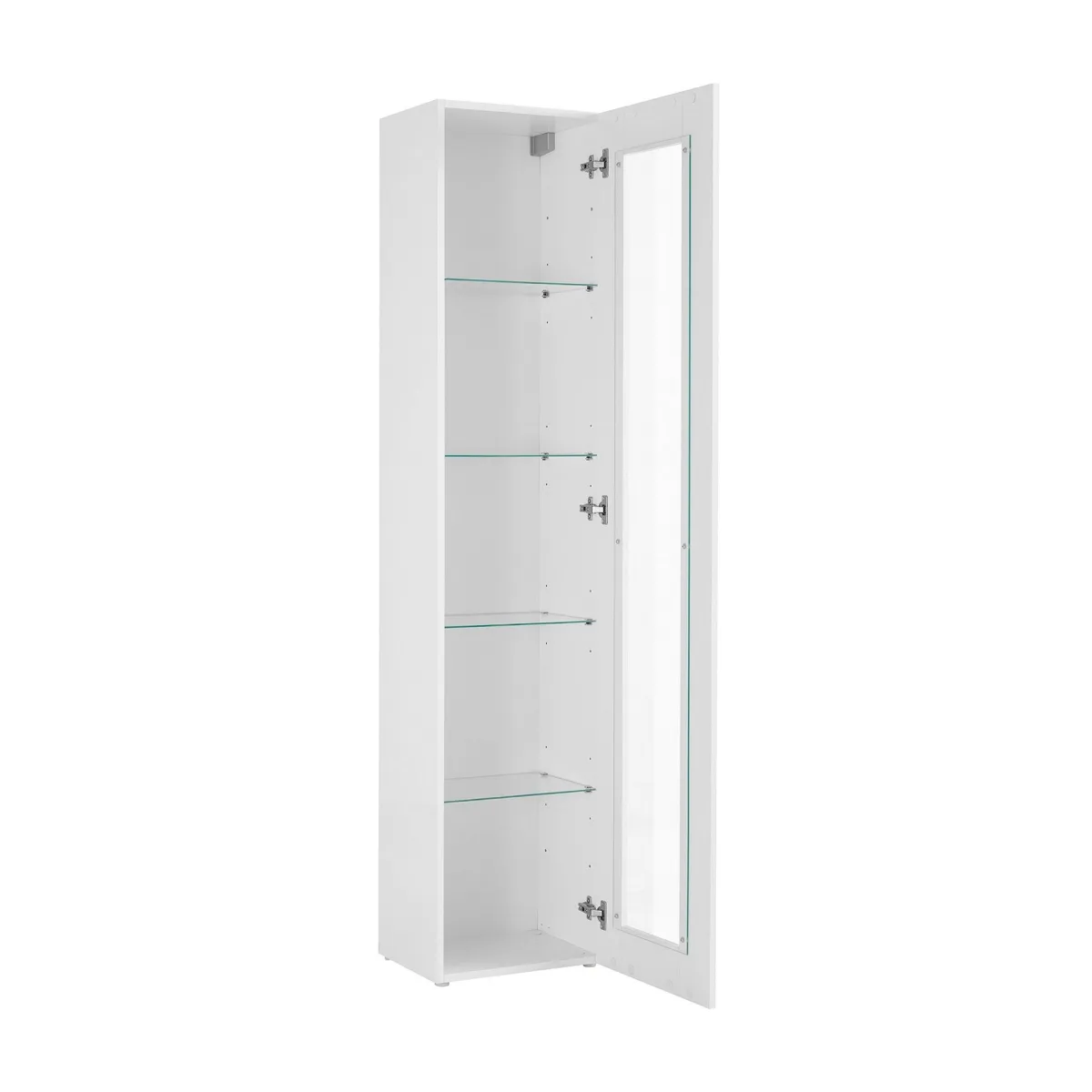 Vetrine > Dmora Vetrina 4 Ripiani Un'anta 40x30x180h cm, 5 Vani - Arnika Bianco