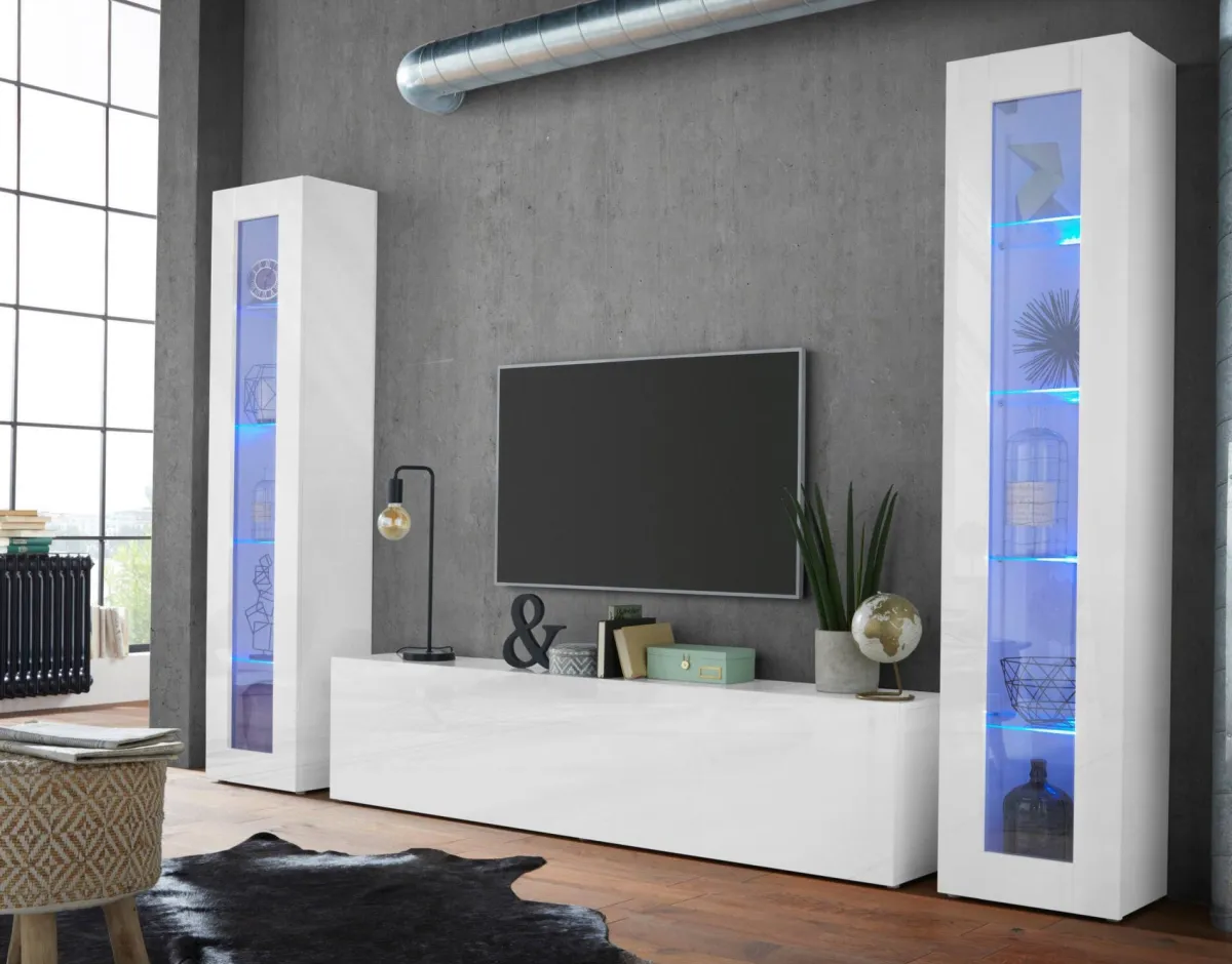Vetrine > Dmora Vetrina 4 Ripiani Un'anta 40x30x180h cm, 5 Vani - Arnika Bianco