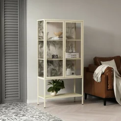 Vetrine > Dmora Vetrina Busseto, 80x35 h160 cm, Panna Bianco Panna