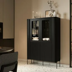 Vetrine > Dmora Vetrina Cimino, 110x40 h160 cm, Nero Trasparente, Nero