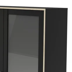 Vetrine > Dmora Vetrina Fabiola, Credenza espositiva, Vetrinetta multiuso, Madia da soggiorno, 40x99 h189 cm, Nero e Quercia Marrone, Nero Quercia
