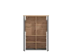 Vetrina Grigio Marrone 6 Ripiani 4 Ante 103.5x41x143h cm, 8 Vani - Sarconi