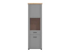 Vetrine > Dmora Vetrina Grigio Marrone Rovere Nodi 4 Ripiani Apertura Battente 60.5x41x194.5h cm, 2 Ante - Piscinas Marrone, Grigio Rovere Nodi