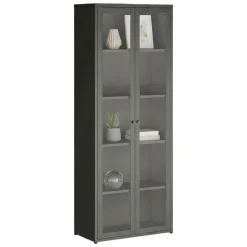 Vetrine > Dmora Vetrina in metallo 2 ante 70x35x180h cm ardesia - Izano Grigio Ardesia