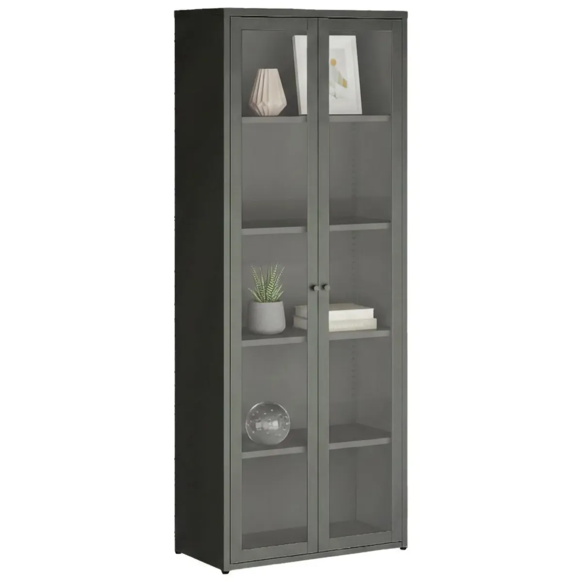 Vetrine > Dmora Vetrina in metallo 2 ante 70x35x180h cm ardesia - Izano Grigio Ardesia