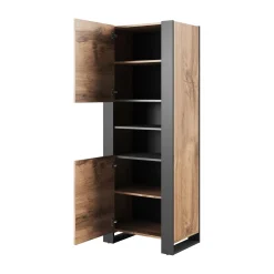 Vetrina Manerbio, 65x40 h171 cm, Rovere Nodi e Antracite