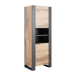 Vetrina Manerbio, 65x40 h171 cm, Rovere Nodi e Antracite