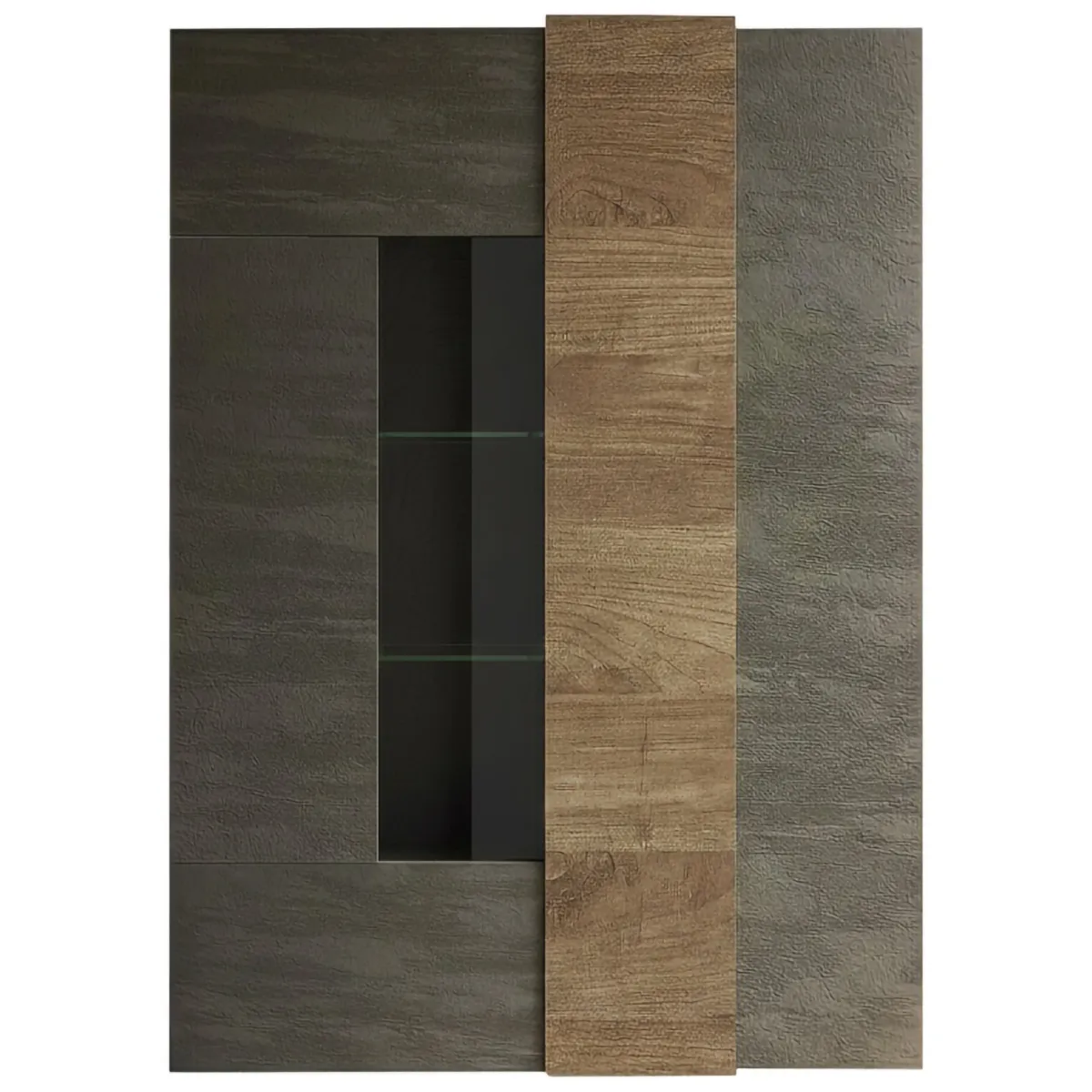 Vetrine > Dmora Vetrina Marrone Noce Marrone Rovere 8 Ripiani 2 Ante 121x44x169h cm, Apertura Standard - Valdagno Marrone Rovere, Marrone Noce