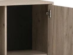 Vetrina Marrone Rovere Chiaro Nero 4 Ripiani Un'anta 67.5x33x130.5h cm, 6 Vani - Dolzago