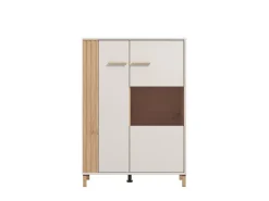 Vetrina Marrone Rovere Nodi Beige 4 Ripiani Apertura Battente 85x40x122h cm, 2 Ante - Orune