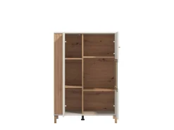 Vetrina Marrone Rovere Nodi Beige 4 Ripiani Apertura Battente 85x40x122h cm, 2 Ante - Orune