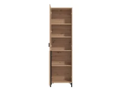 Vetrine > Dmora Vetrina Marrone Rovere Nodi Nero 4 Ripiani Apertura Battente 54.5x40x195h cm, 2 Ante - Sorisole Nero, Marrone Rovere Nodi