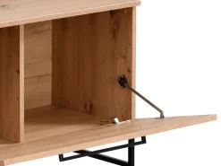 Vetrine > Dmora Vetrina Marrone Rovere Nodi Nero 4 Ripiani Un'anta 55x40x193h cm, con Piedini - Calto Nero, Marrone Rovere Nodi