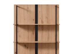 Vetrina Marrone Rovere Nodi Nero 4 Ripiani Un'anta 85x42x191.5h cm, 2 Vani - Gargnano