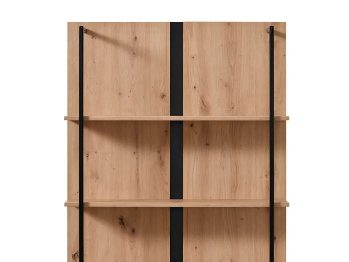 Vetrina Marrone Rovere Nodi Nero 4 Ripiani Un'anta 85x42x191.5h cm, 2 Vani - Gargnano