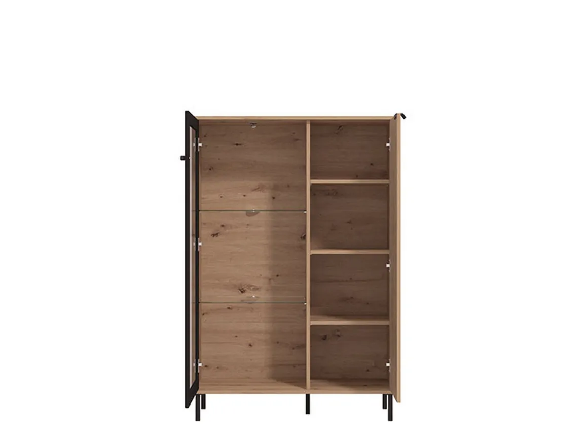 Vetrine > Dmora Vetrina Marrone Rovere Nodi Nero 6 Ripiani 2 Ante 90x40x149h cm, con Piedini - Lafasoli Nero, Marrone Rovere Nodi