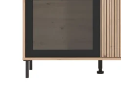 Vetrine > Dmora Vetrina Marrone Rovere Nodi Nero 6 Ripiani 2 Ante 90x40x149h cm, con Piedini - Lafasoli Nero, Marrone Rovere Nodi