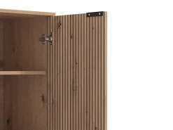 Vetrina Marrone Rovere Nodi Nero 5 Ripiani Apertura Battente 93x40x137.5h cm, 2 Ante - Elva