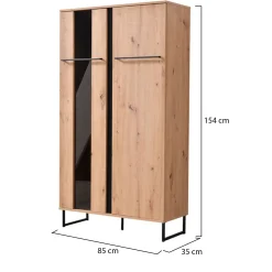 Vetrine > Dmora Vetrina Marrone Rovere Nodi Nero 8 Ripiani Apertura Battente 84.5x35x193.5h cm, 4 Ante - Gissi Nero, Marrone Rovere Nodi