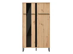 Vetrine > Dmora Vetrina Marrone Rovere Nodi Nero 8 Ripiani Apertura Battente 84.5x35x193.5h cm, 4 Ante - Gissi Nero, Marrone Rovere Nodi