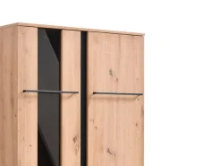 Vetrine > Dmora Vetrina Marrone Rovere Nodi Nero 8 Ripiani Apertura Battente 84.5x35x193.5h cm, 4 Ante - Gissi Nero, Marrone Rovere Nodi