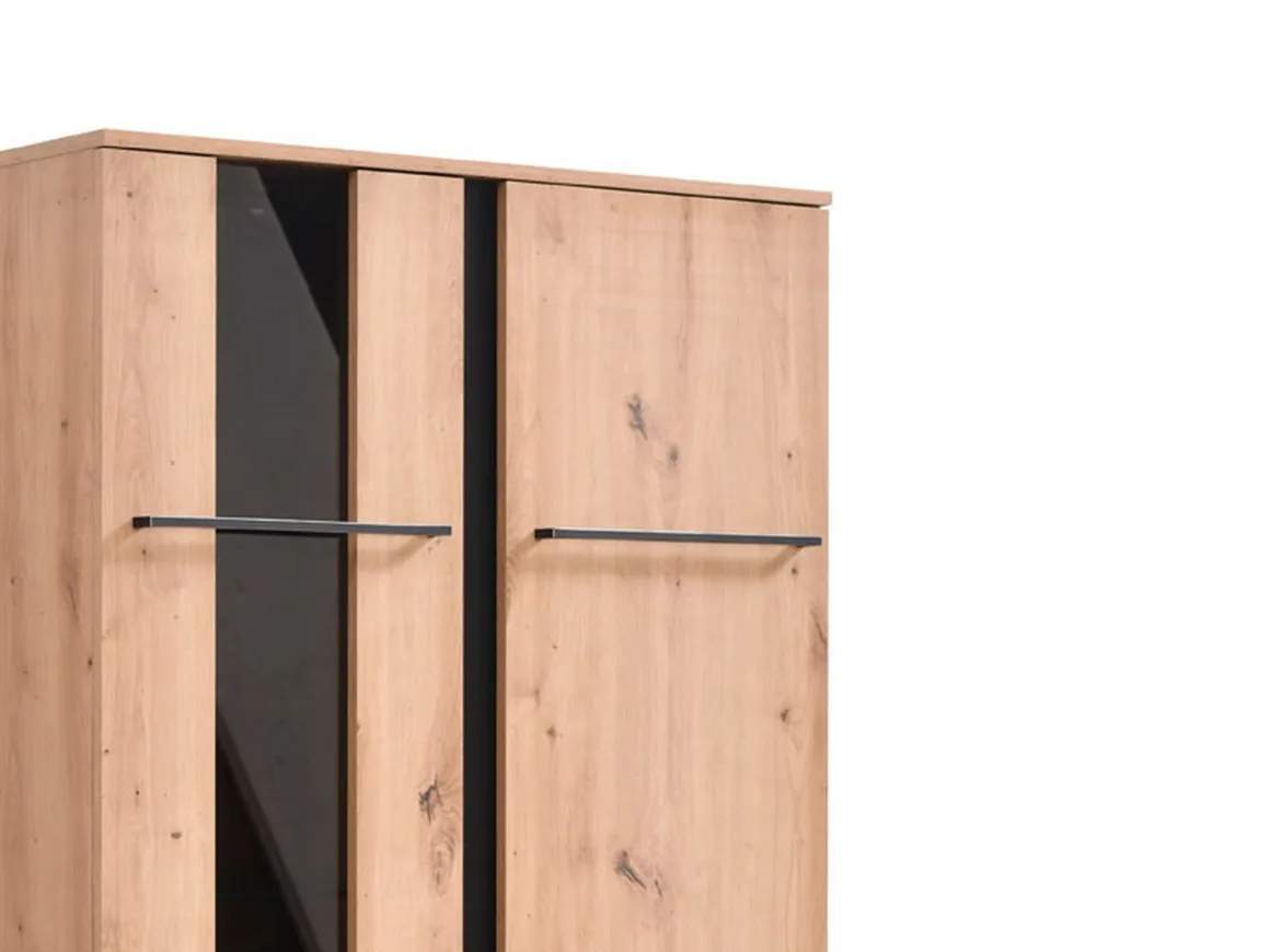 Vetrine > Dmora Vetrina Marrone Rovere Nodi Nero 8 Ripiani Apertura Battente 84.5x35x193.5h cm, 4 Ante - Gissi Nero, Marrone Rovere Nodi