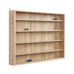 Vetrina Marrone Rovere 4 Ripiani 2 Ante 60x80x10h cm, 5 Vani - Gromo