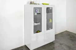 Vetrina moderna 4 ante 100x41x146h cm bianca lucida - Agostino