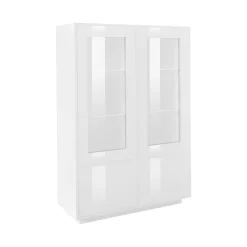 Vetrina moderna 4 ante 100x41x146h cm bianca lucida - Agostino