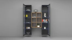 Vetrine > Dmora Vetrina 14 Ripiani Apertura Battente 40x30x180h cm, 2 Ante - Marea Nero Antracite