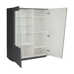 Vetrina Nero Antracite 7 Ripiani 9 Vani 120x43x146h cm, 2 Ante - Montano