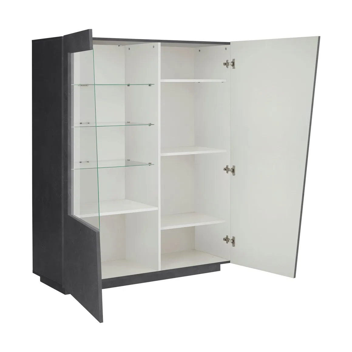 Vetrina Nero Antracite 7 Ripiani 9 Vani 120x43x146h cm, 2 Ante - Montano
