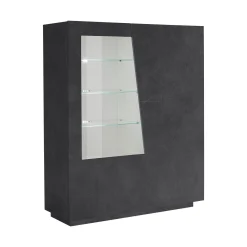 Vetrina Nero Antracite 7 Ripiani 9 Vani 120x43x146h cm, 2 Ante - Montano