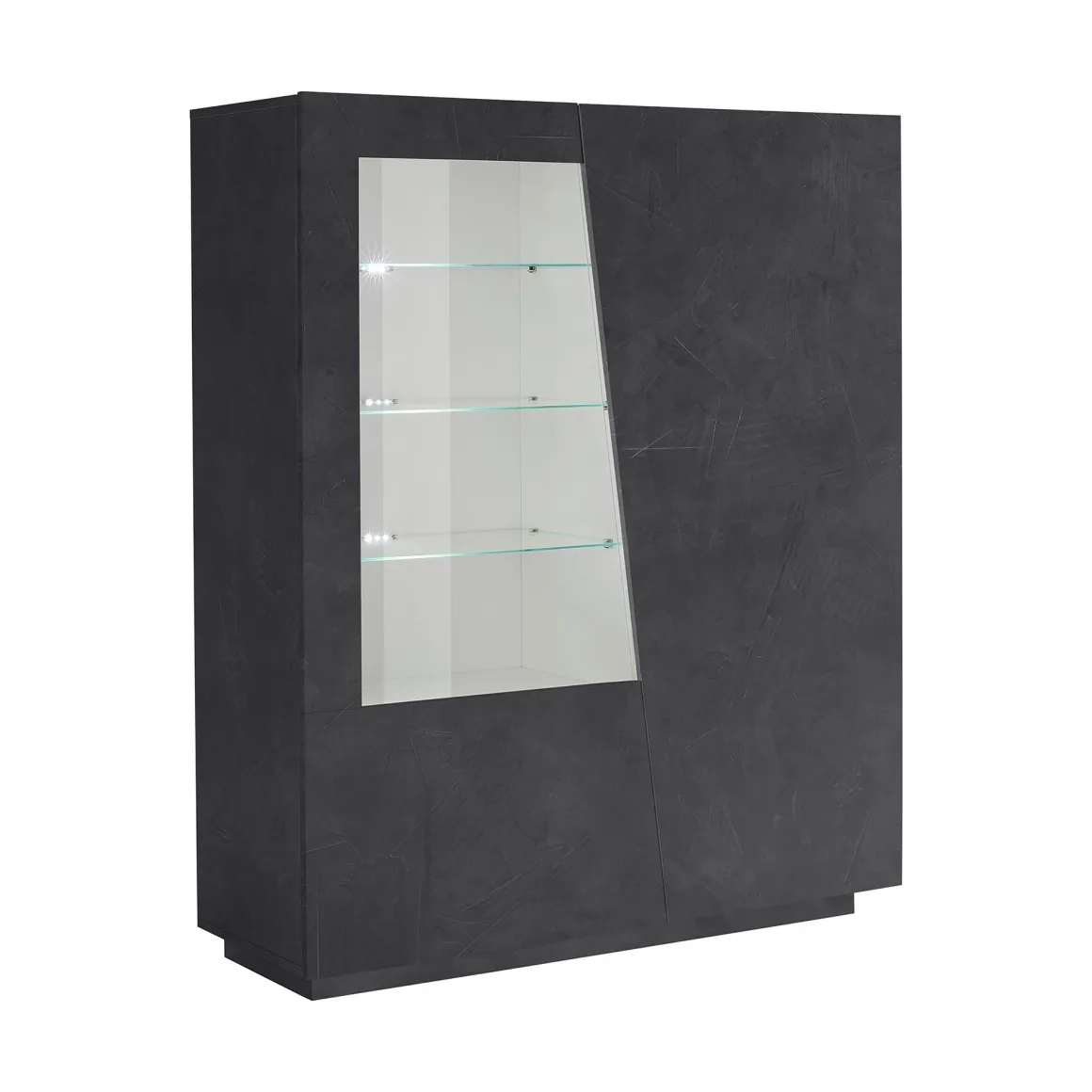 Vetrina Nero Antracite 7 Ripiani 9 Vani 120x43x146h cm, 2 Ante - Montano
