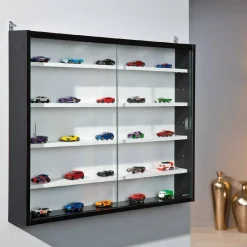 Vetrine > Dmora Vetrina 4 Ripiani 2 Ante 10x80x60h cm, 5 Vani - Cumiana Nero