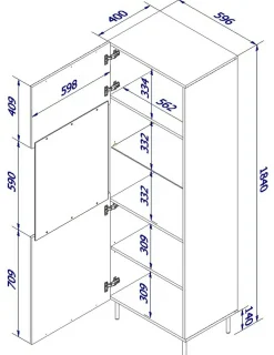 Vetrine > Dmora Vetrina Raccuja, 60x42 h183 cm, Nero