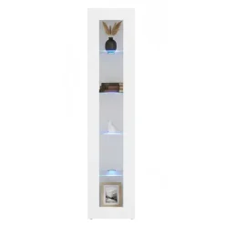 Vetrine|Cucina > Dmora Vetrina stretta 40x30x180h cm bianca lucida - Aristotele Bianco Lucido