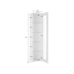 Vetrine|Cucina > Dmora Vetrina stretta 40x30x180h cm bianca lucida - Aristotele Bianco Lucido