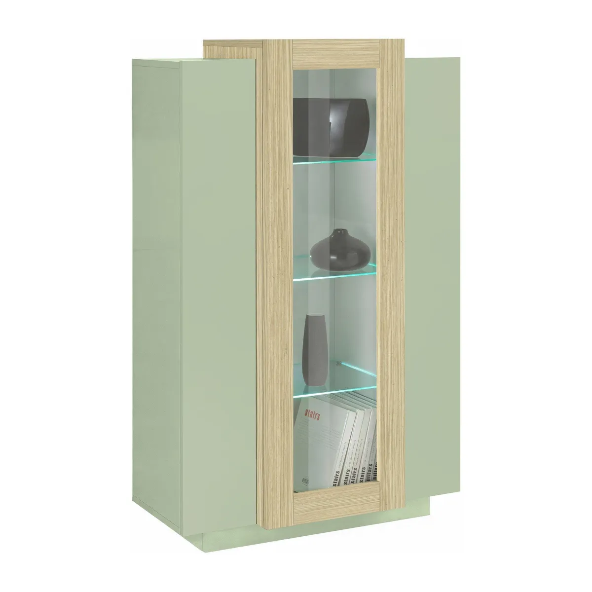 Vetrine > Dmora Vetrina 7 Ripiani 10 Vani 80x38x120.5h cm, 3 Ante - Severino Verde