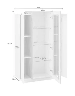 Vetrine > Dmora Vetrina 7 Ripiani 10 Vani 80x38x120.5h cm, 3 Ante - Severino Verde