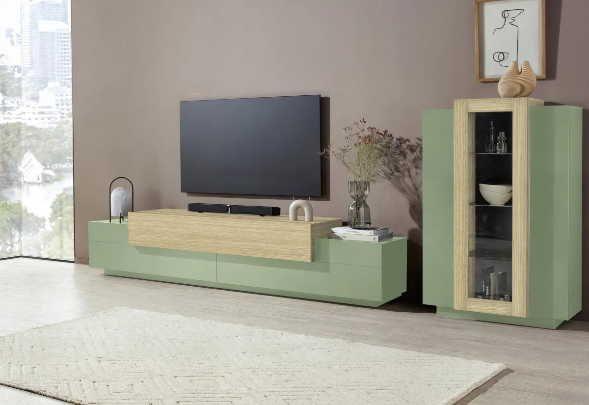 Vetrine > Dmora Vetrina 7 Ripiani 10 Vani 80x38x120.5h cm, 3 Ante - Severino Verde