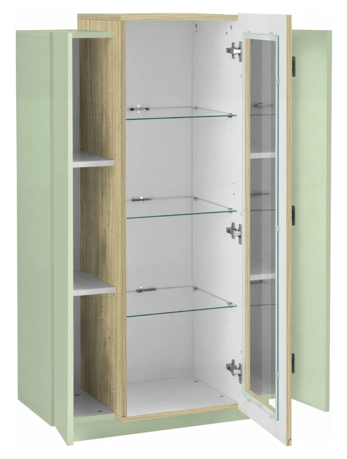 Vetrine > Dmora Vetrina 7 Ripiani 10 Vani 80x38x120.5h cm, 3 Ante - Severino Verde