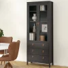 Vetrine > Dmora Vetrina vintage sala da pranzo 2 ante 78x32x199h cm nera - Lazio Nero