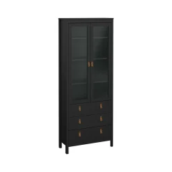 Vetrine > Dmora Vetrina vintage sala da pranzo 2 ante 78x32x199h cm nera - Lazio Nero