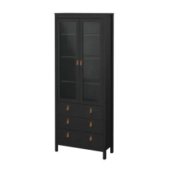 Vetrine > Dmora Vetrina vintage sala da pranzo 2 ante 78x32x199h cm nera - Lazio Nero