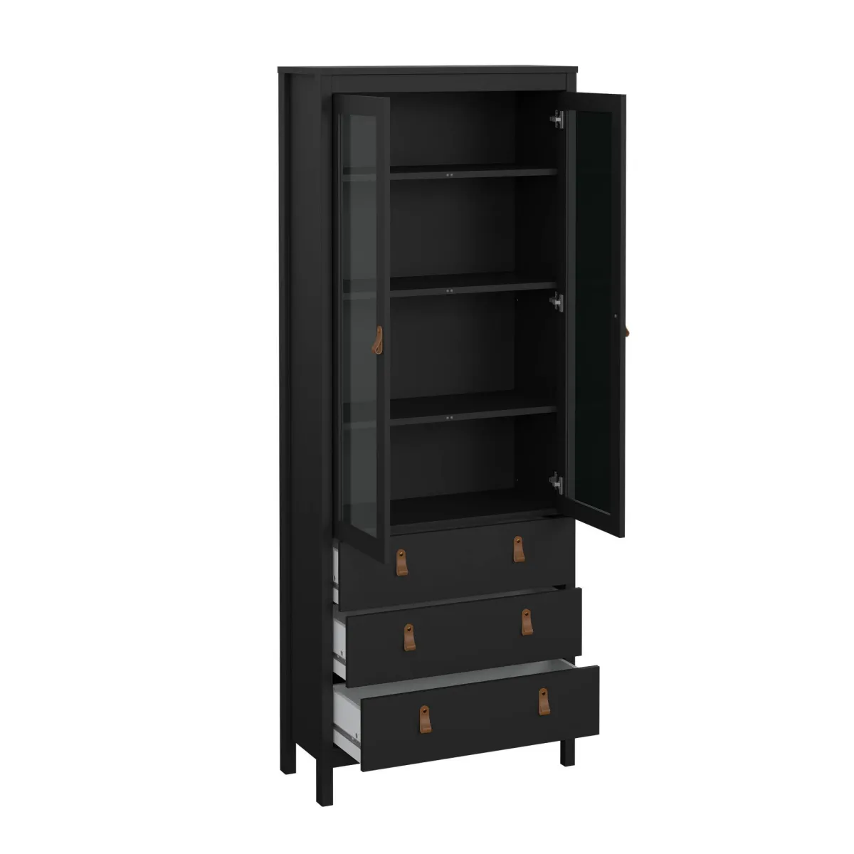 Vetrine > Dmora Vetrina vintage sala da pranzo 2 ante 78x32x199h cm nera - Lazio Nero